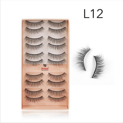 Bronson Professional Eyelash Set 3d False Long And Natural Eye Makeup - L12 - Dista