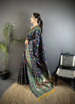 Thumbnail for Joban Fashion Navy Blue Banarasi Soft Silk Woven Saree