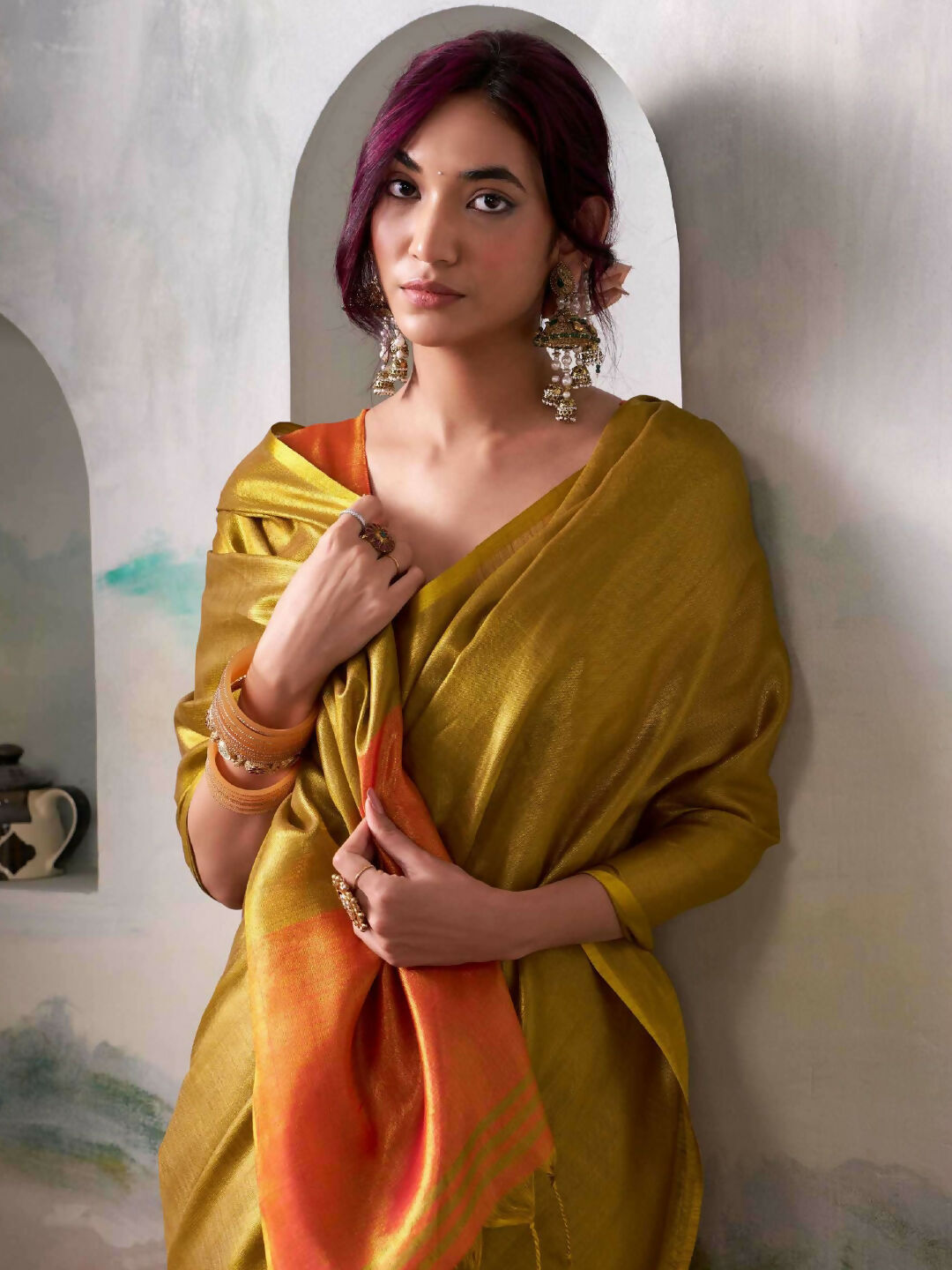 Astita Tissue Silk Mustard Saree