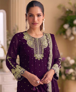 Thumbnail for KC New Georgette Short Salwar Kameez Pakistani Style Purple - Dista