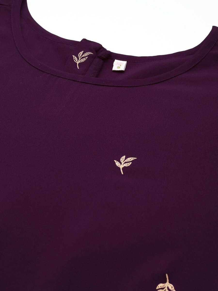 Ahalyaa Purple & Golden Printed Basic Jumpsuit - Distacart