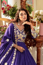 Thumbnail for Teeya Creation Womens Casual Party Wear Heavy 5Mm Sequence Embroidery Work Gown Set - Dista