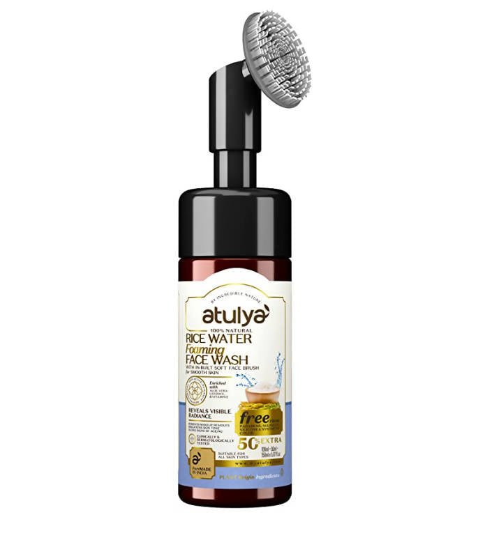 Atulya Rice Water Foaming Face Wash With In-Built Soft Face Brush - Distacart