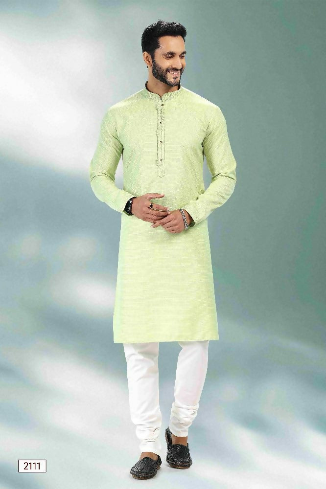 Raivat Ethnic Linen Cotton Pintux Work Kurta Pajama In Pista Green Colour - Dista