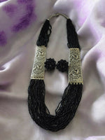 Thumbnail for Inhanns Saree Shobha Statement Necklace & Earring Set - Black - Distacart