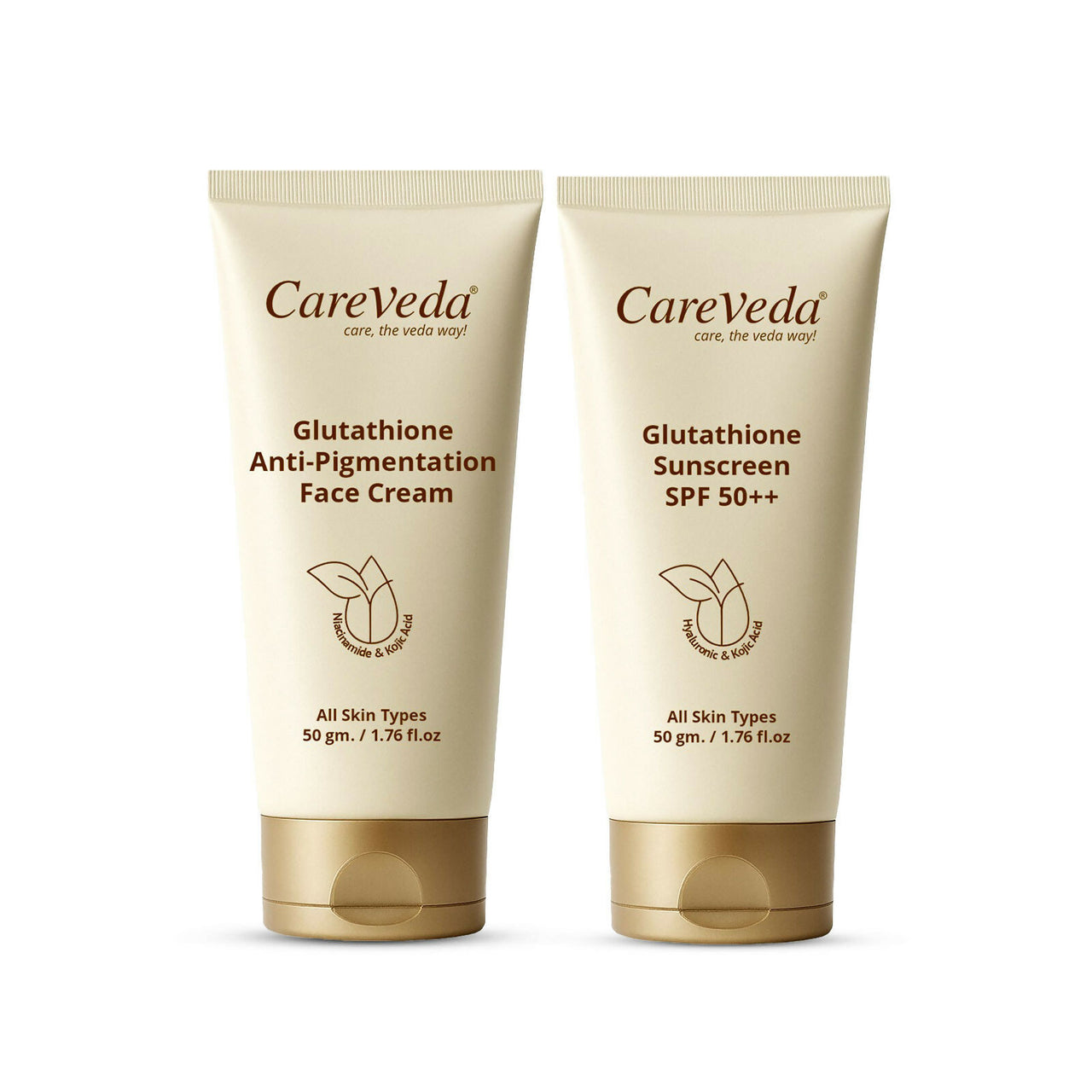 CareVeda Glutathione Skin Care Set of 2 | Face Cream & Sunscreen for Bright, Even-Toned Skin | Anti-Pigmentation & Glow Boost | For Men & Women - Dista