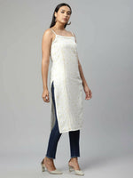 Thumbnail for Ahalyaa Womens Off White Pure Cotton Printed Kurtas - Distacart