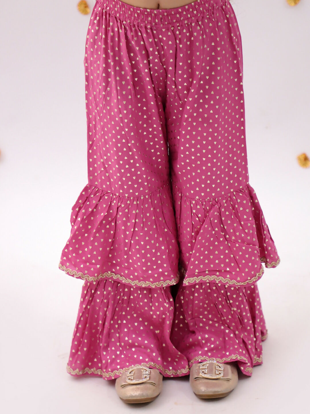 Lil Drama Khilkhilahat Pink Crop Top and Flare Pant Set For Girls