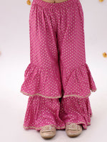 Thumbnail for Lil Drama Khilkhilahat Pink Crop Top and Flare Pant Set For Girls