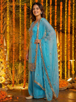 Thumbnail for Teeya Creation Sky Fendy Silk Beads Work Designer Wedding Wear Salwar Suit - Distacart