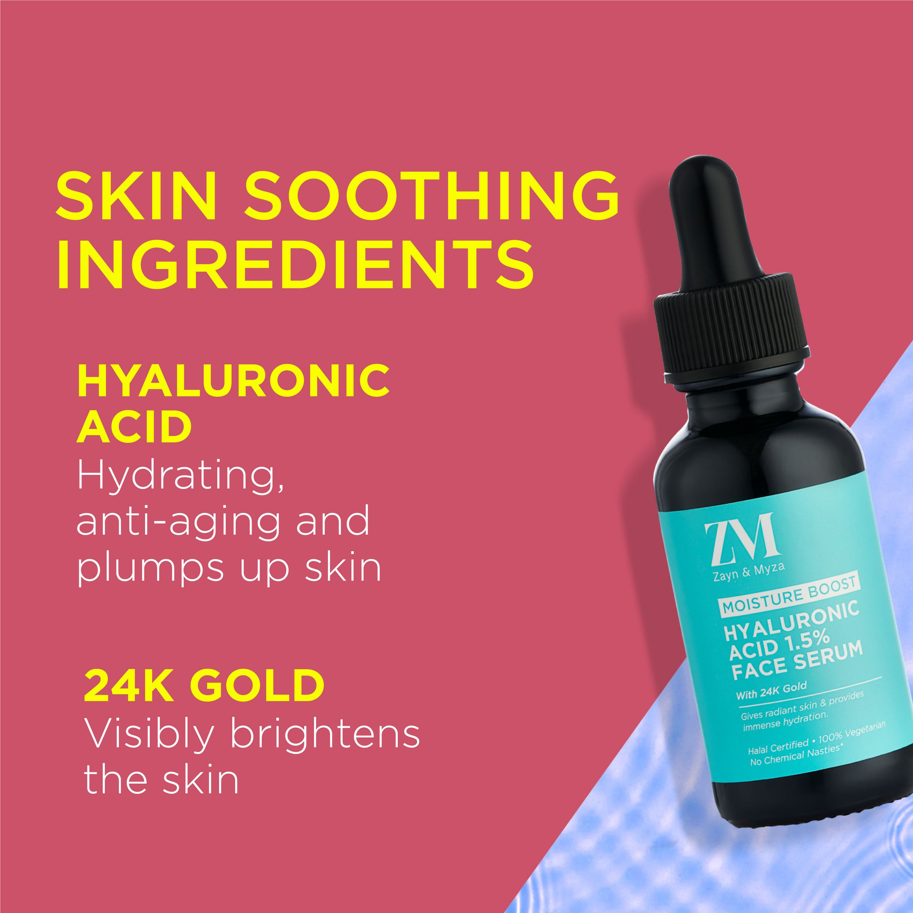 Zayn & Myza Hyaluronic Acid 1.5% & 24K Gold Face Serum - Distacart
