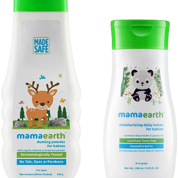 Mamaearth Daily Moisturizing Lotion & Dusting Powder with Organic Oatmeal & Arrowroot Powder for Babies - Distacart