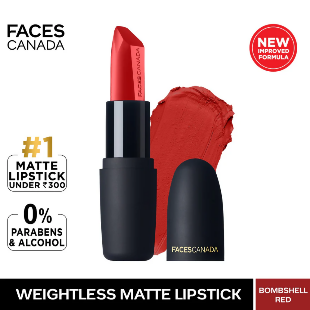 Faces Canada Weightless Matte Finish Lipstick - Bombshell Red 09 - Distacart