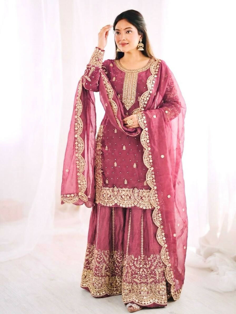 Teeya Creation Womens New Trendy Embroidery Coding And Sequence Work Kurta Set - Dista