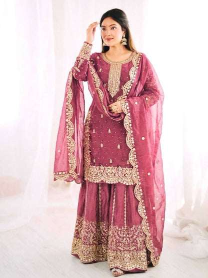 Teeya Creation Womens New Trendy Embroidery Coding And Sequence Work Kurta Set - Dista