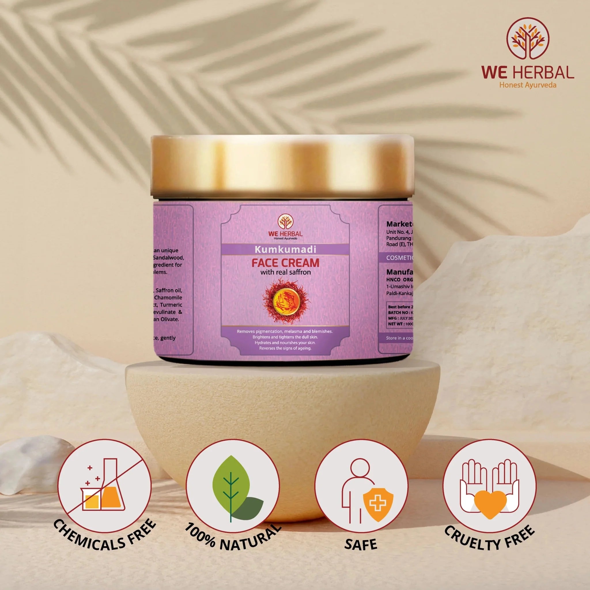We Herbal|Honest Ayurveda Kumkumadi Face Cream: An Ayurvedic Solution For Modern Radiant Revitalized Skin - Distacart