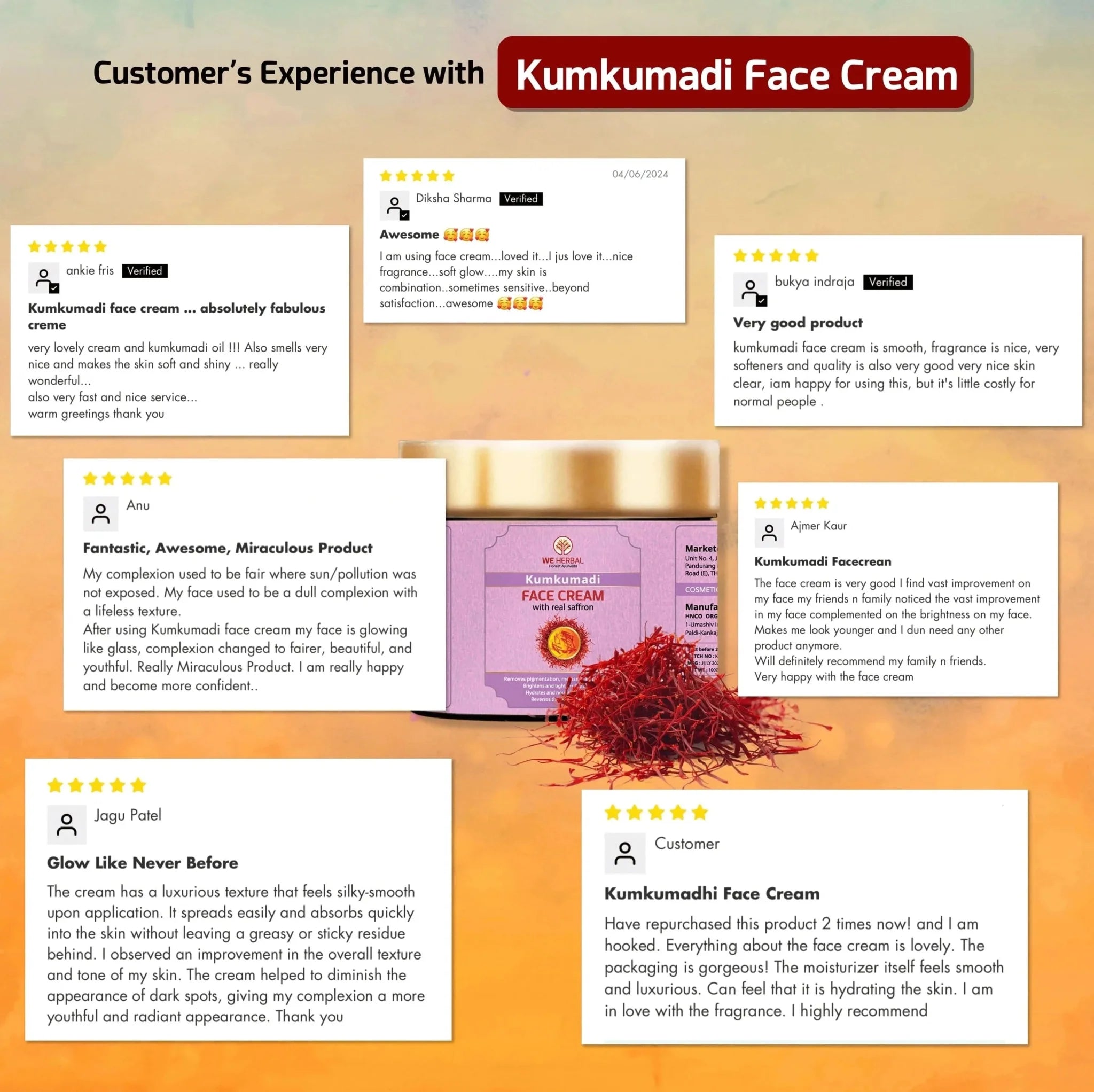 We Herbal|Honest Ayurveda Kumkumadi Face Cream: An Ayurvedic Solution For Modern Radiant Revitalized Skin - Distacart