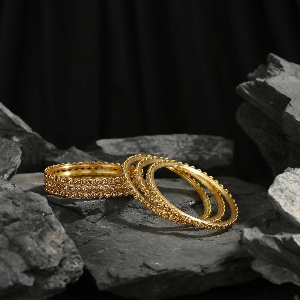 Afast Elegant Bridal & Wedding Party Fashion Bangle/Kada Set, Gold, Glass, Pack Of 12 Model No- A12 - Distacart