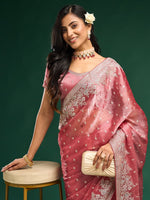 Thumbnail for kasee Floral Embroidered Silk Blend Saree - Distacart