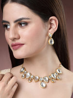Thumbnail for NVR Women's Gold Kundan-Studded Handcrafted Jewellery Set - Distacart