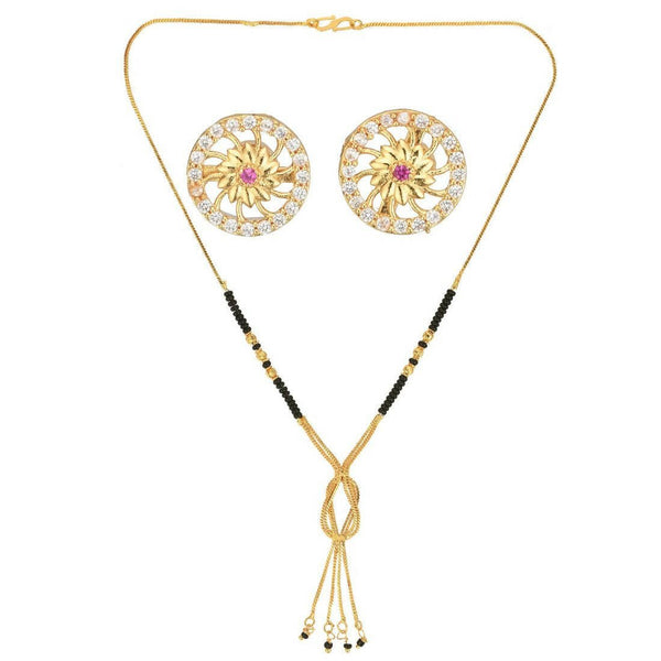 AanyaCentric Gold Plated Short Mangalsutra Set with Earrings - Distacart