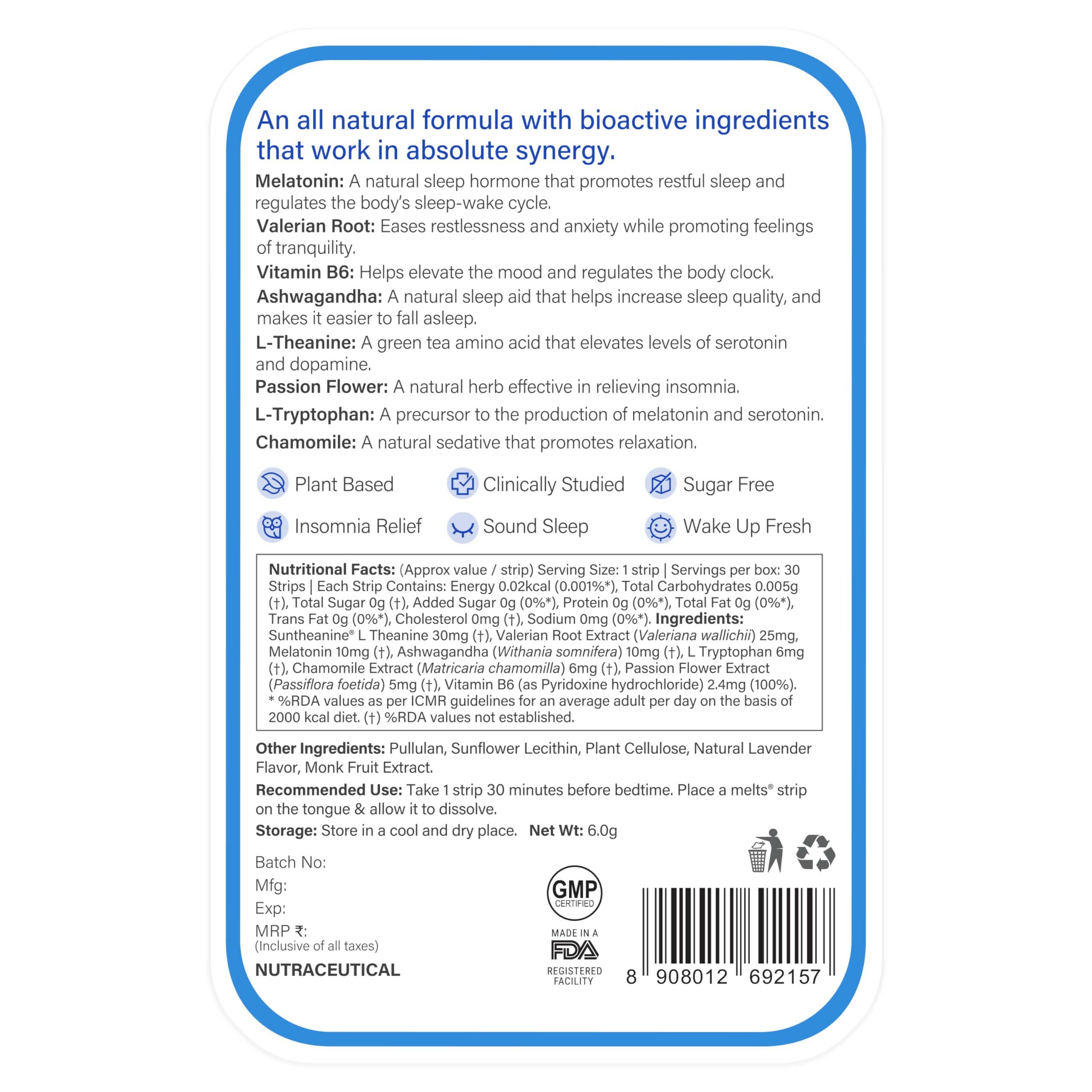 Wellbeing Nutrition Melts Restful Sleep & Melts Vital Iron Oral Strips Combo - Distacart