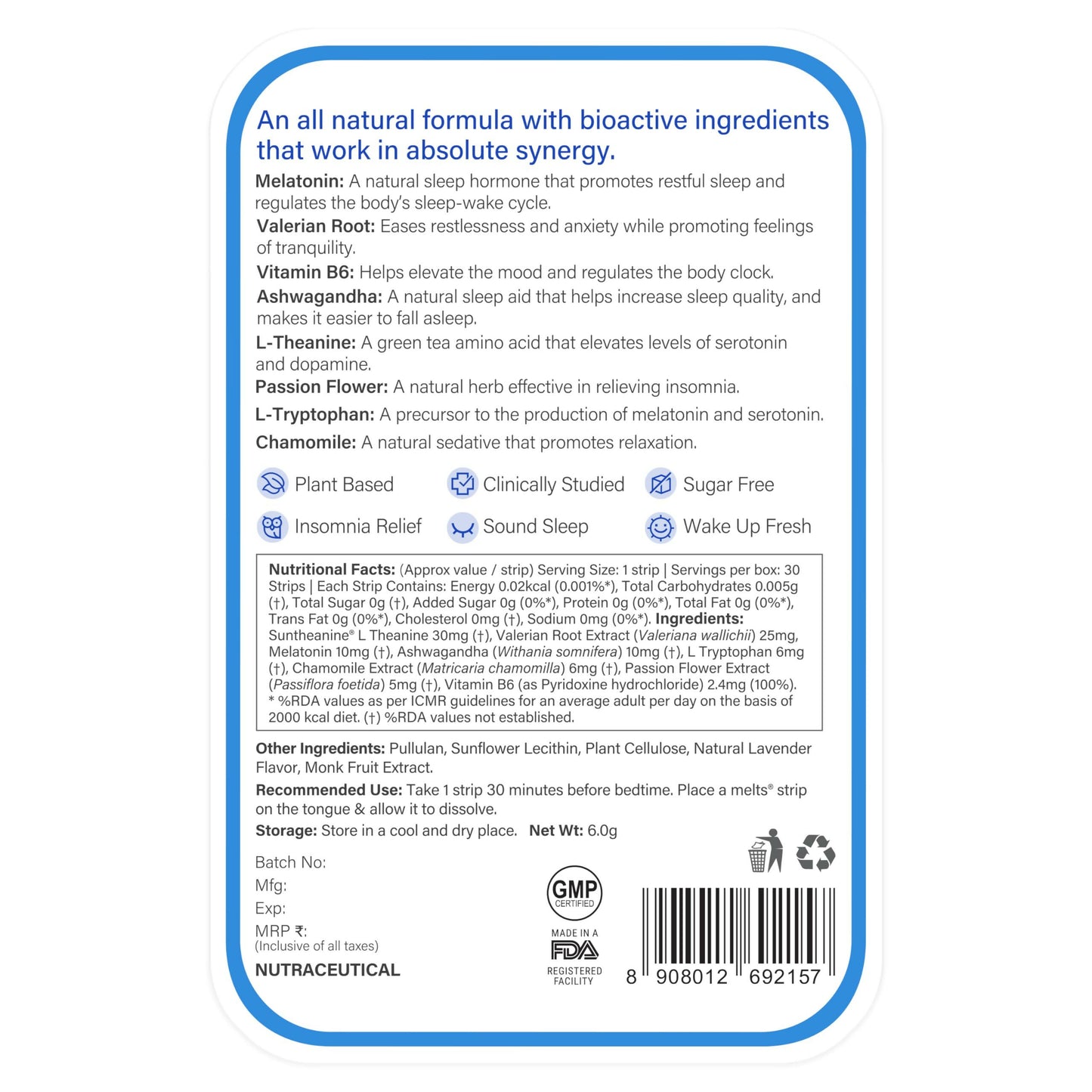 Wellbeing Nutrition Melts Restful Sleep & Melts Vital Iron Oral Strips Combo - Distacart