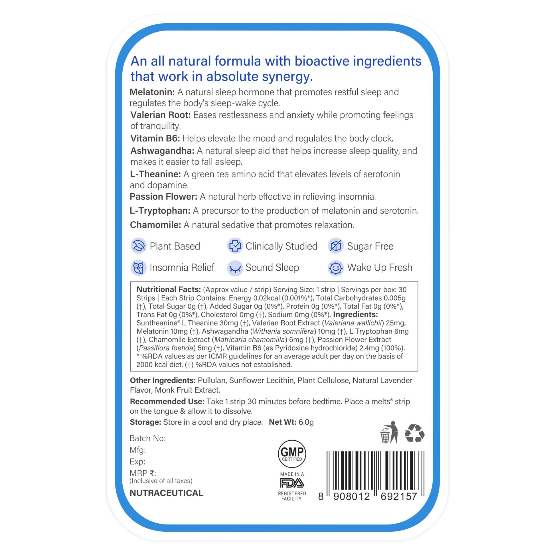 Wellbeing Nutrition Melts Restful Sleep & Melts Vital Iron Oral Strips Combo - Distacart