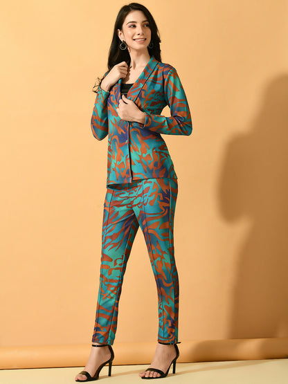 Myshka Women's Multi Printed Coat With Trousers - Distacart