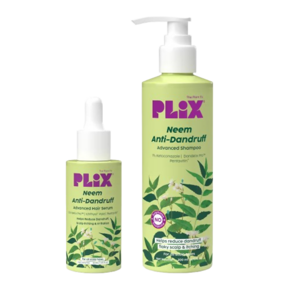 PLIX The Plant Fix Neem Anti-Dandruff Advanced Kit - Shampoo + Serum - Distacart