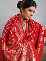 Thumbnail for Shree Shyam Fashion Red Silk Blend Saree - Distacart