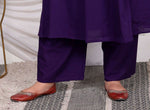 Thumbnail for Miravan Womens Plus Size Purple Embroidered Kurta With Palazzo And Dupatta Set - Distacart