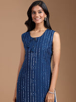 Thumbnail for Ode by House of Pataudi Women Thread Work Kurta - Distacart