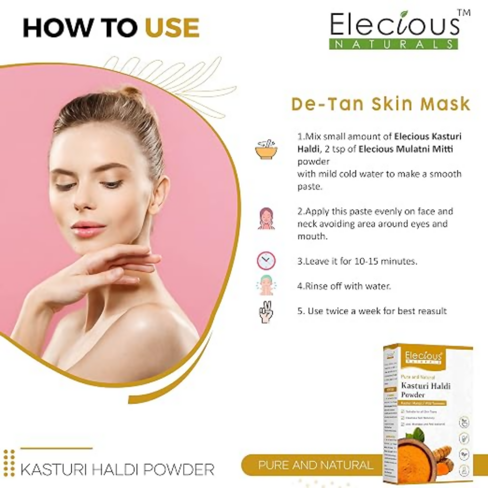 Elecious Kasturi Haldi Powder for Natural Finish face - Dista