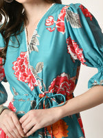 Thumbnail for Myshka Women's Sea Green Printed Dress - Distacart