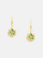 Thumbnail for Ruby Raang Gold Green Kundan Earrings And Maang Tikka