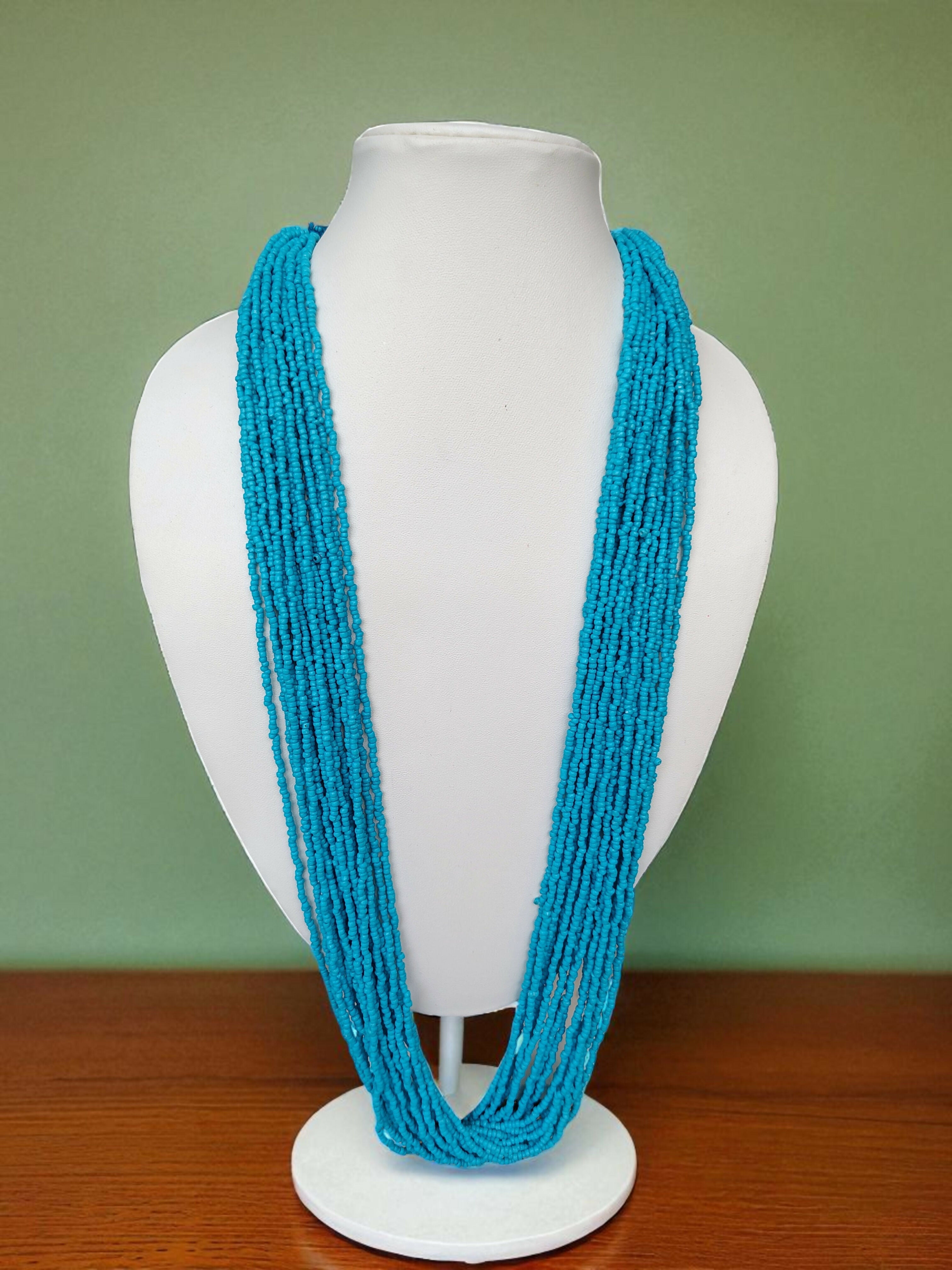 Inhanns Rangsaaz 20-Layer Luxe Long Beaded Only Necklace - Sky Blue Only Necklace - Distacart