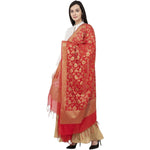 Thumbnail for A R Silk VNS Jaal Fancy Dupatta Color Red Dupatta or Chunni