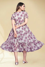 Thumbnail for Preksha Creation New Georgette Floral Print Women Purple Long Gown - Distacart