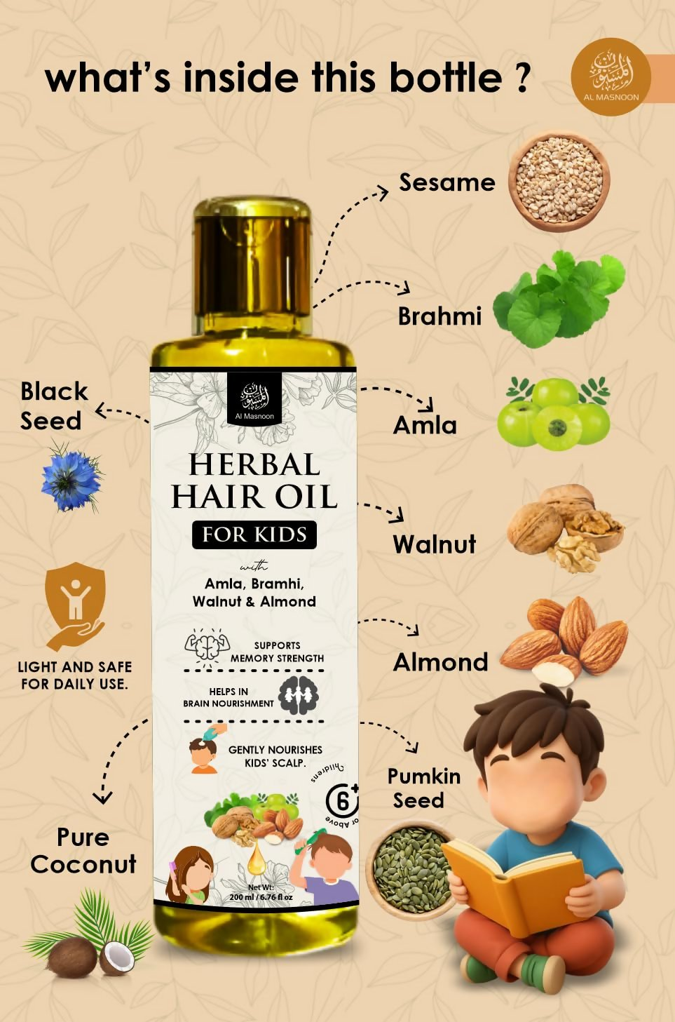 Al Masnoon Herbal Hair Oil For Kids - Distacart
