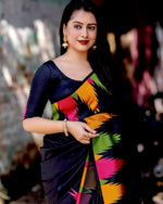 Thumbnail for Preksha Creation Banarasi Women Black Saree With Zari Work - Distacart