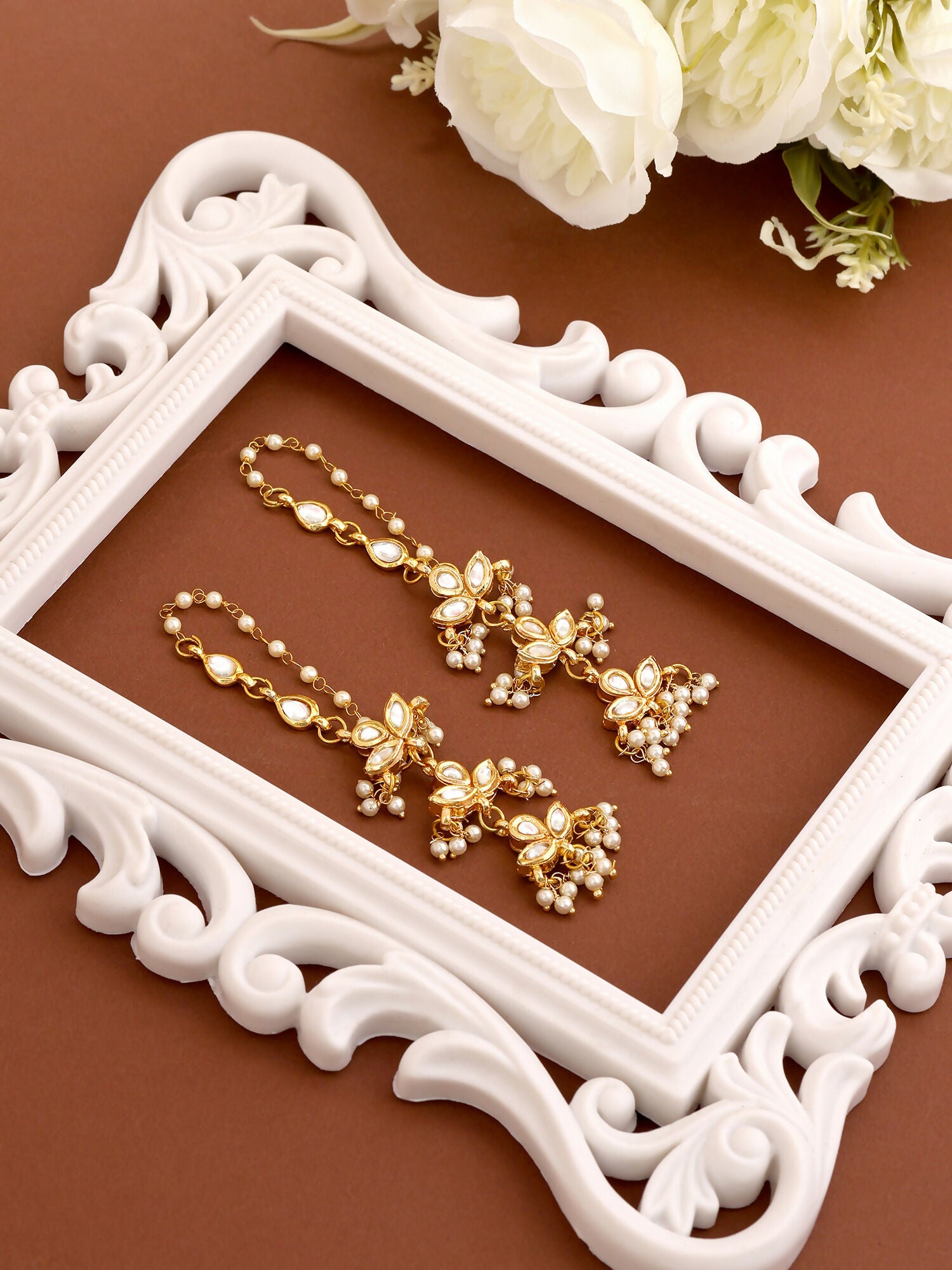 Ruby Raang Chandani Moti Earrings - Distacart