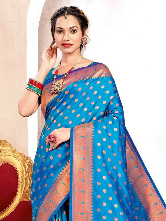 Astita Paithani Silk Blue Saree