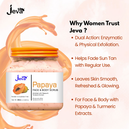 Jeva Papaya Tan Removal Face & Body Scrub - Dista