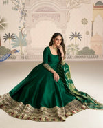 Thumbnail for Anaita Dark Green Vichitra Silk Anarkali Suit with Embroidery Sequins - Distacart