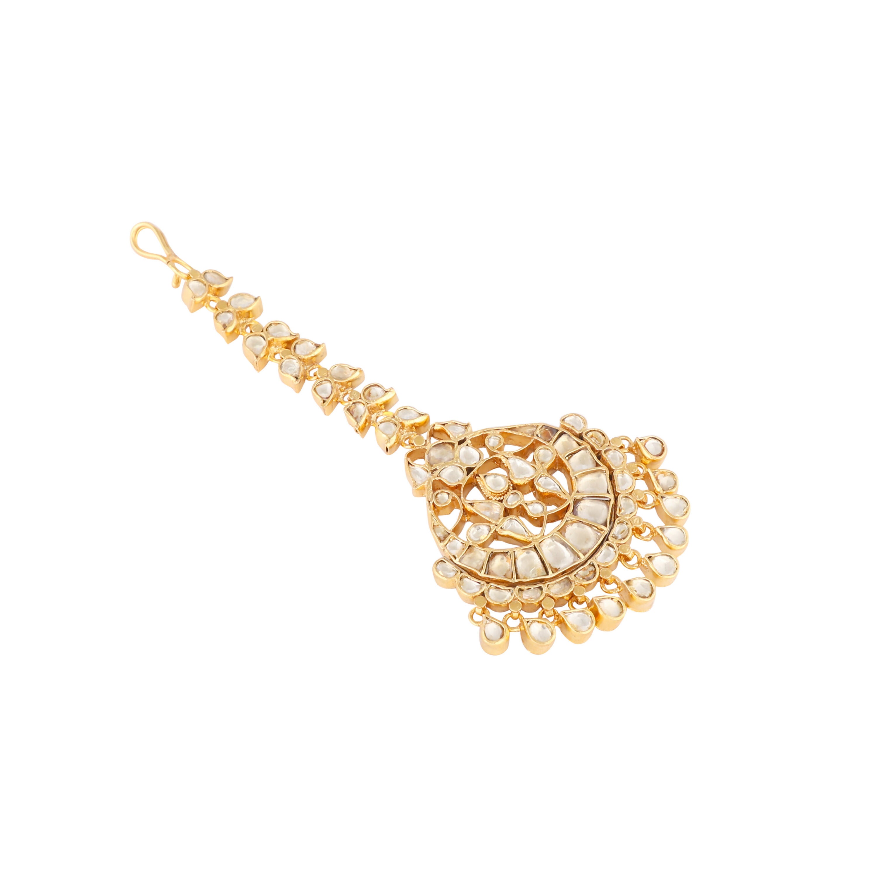 Nuyug 22K Gold-Plated Kundan Studded Maang Tikka Head Jewellery