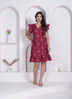 Thumbnail for Miravan Women Empire Waist Maroon Mini Length Dress - Dista