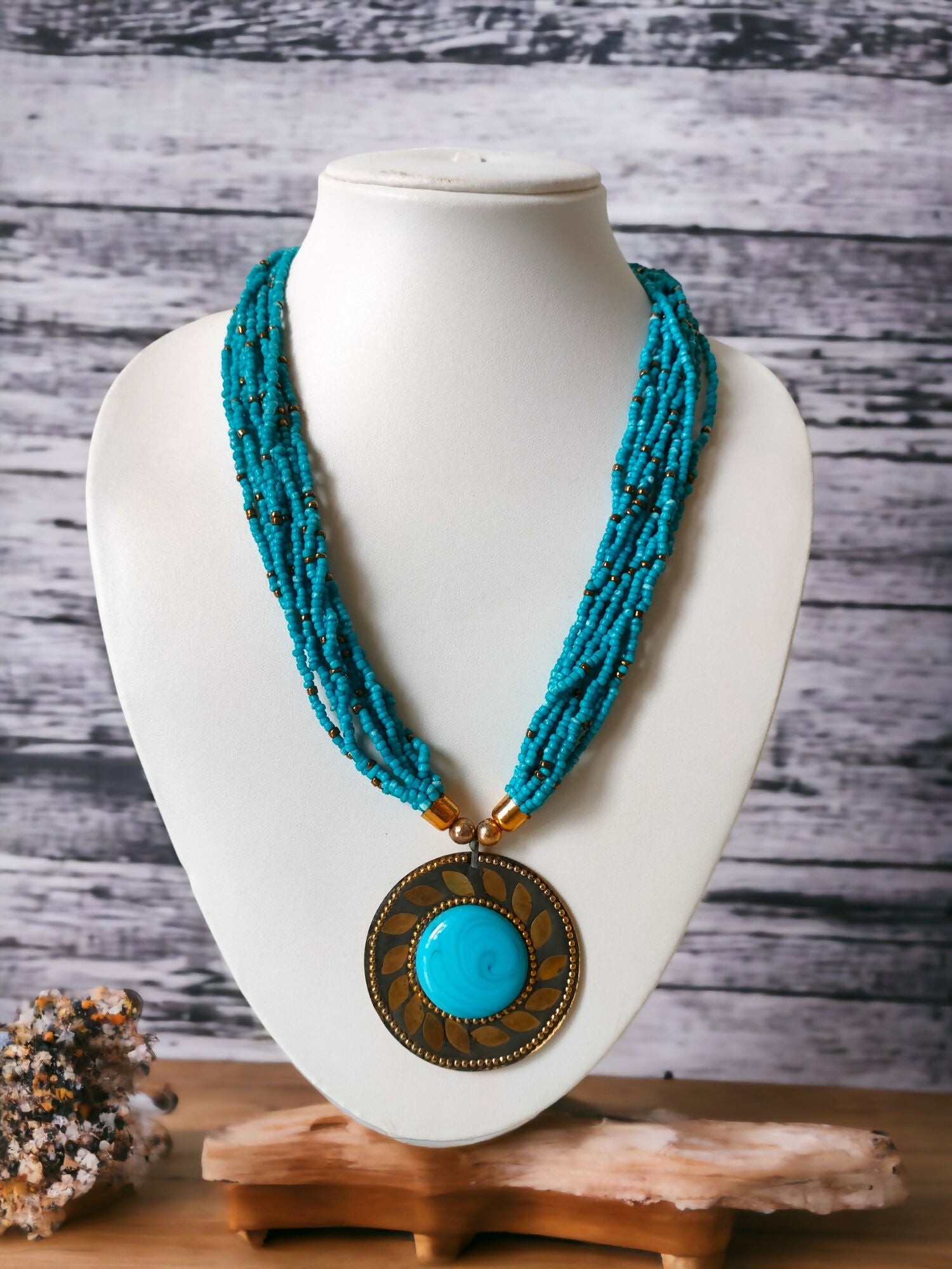 Inhanns Everyday Statement Beaded Pendant Necklace - Sky Blue - Distacart