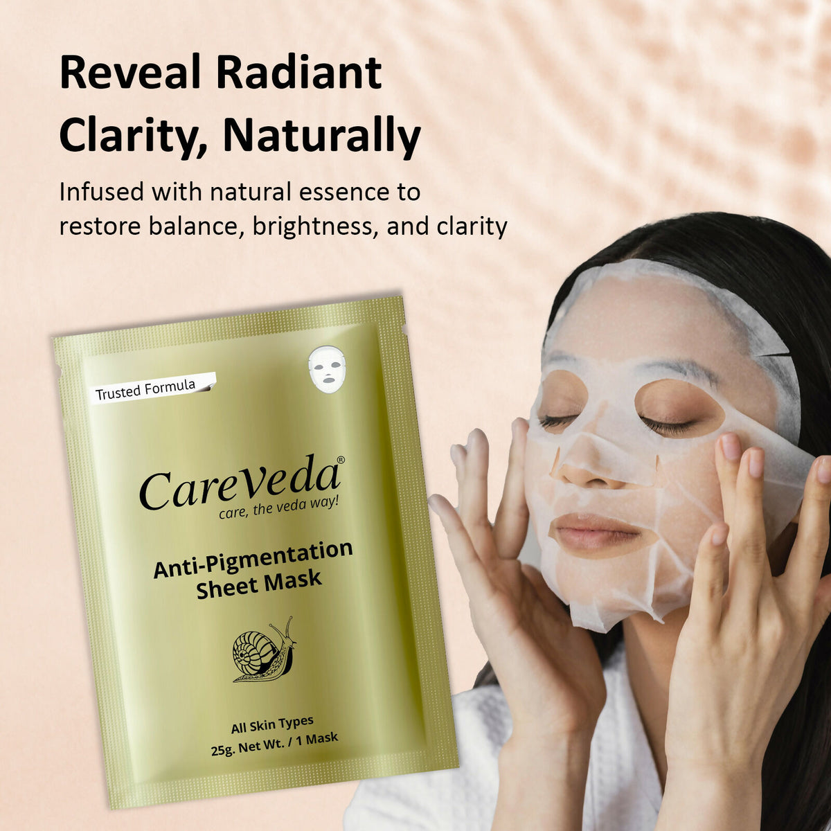 CareVeda Tone & Glow Anti Pigmentation Sheet Mask Suitable For All Skin Types - Dista