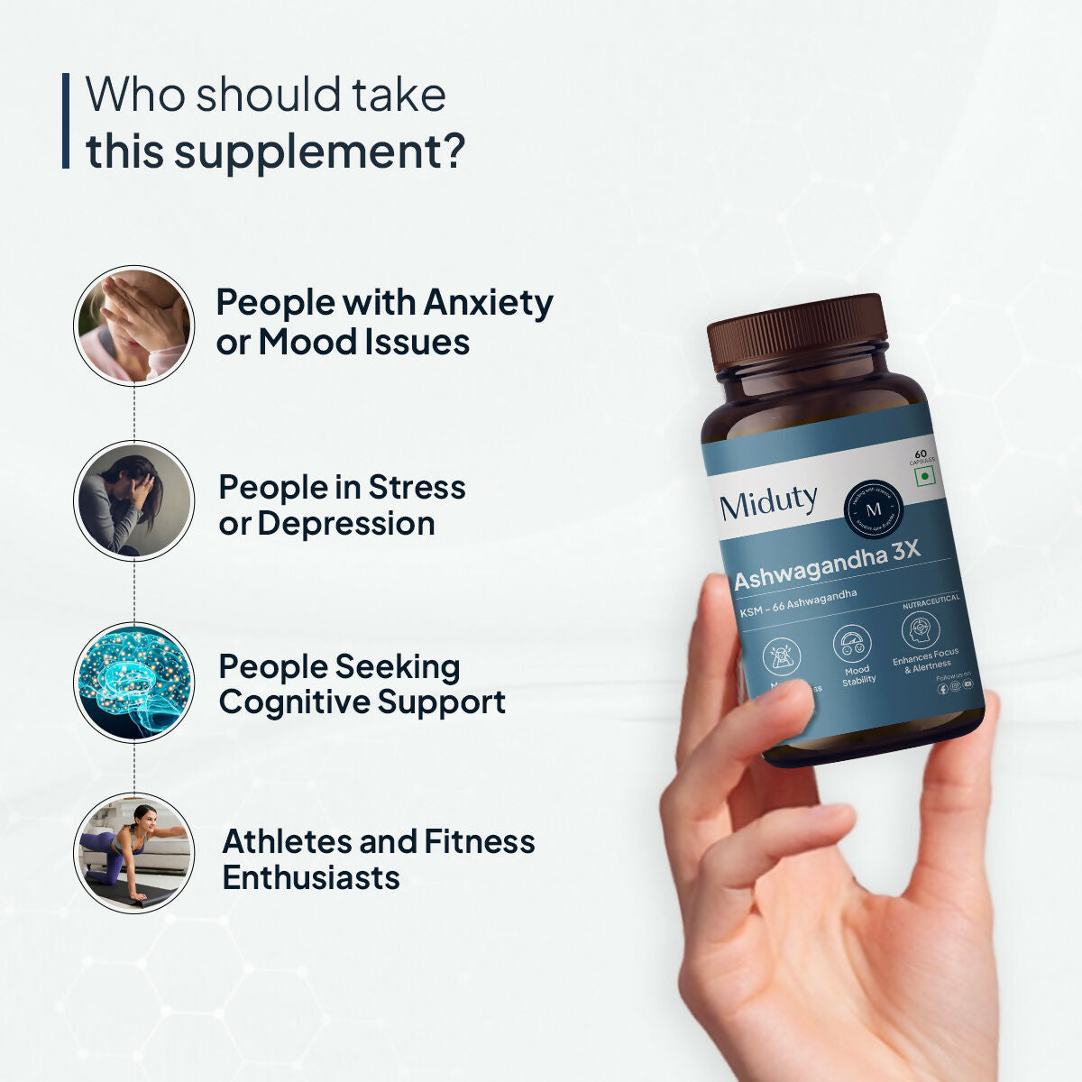 Miduty by Palak Notes KSM 66 Ashwagandha 3x Capsules